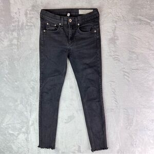 Rag & bone Women's Ankle Skinny Size 26 Black Dark Wash Mid Rise Casual Basic